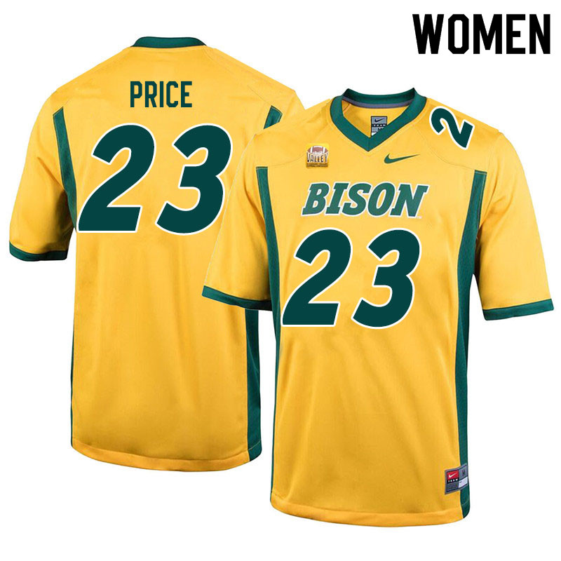 Women #23 Jayden Price North Dakota State Bison College Football Jerseys Sale-Yellow - Click Image to Close